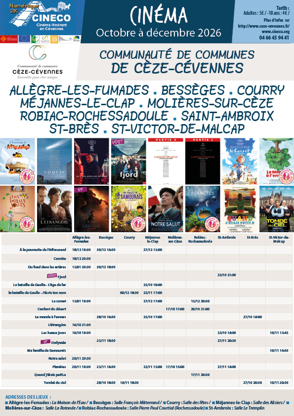 Programme Cèze octobre 2026